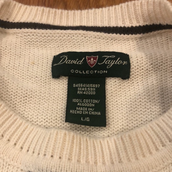 David Taylor sweater, cream, soft blue and gray. - Picture 3 of 6